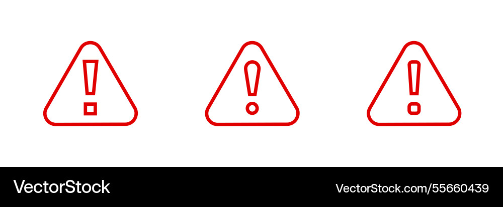 Three red warning signs in triangular shapes Vector Image