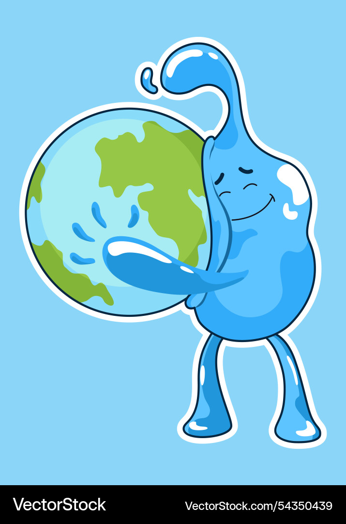 Water drop cartoon character face emotion Vector Image