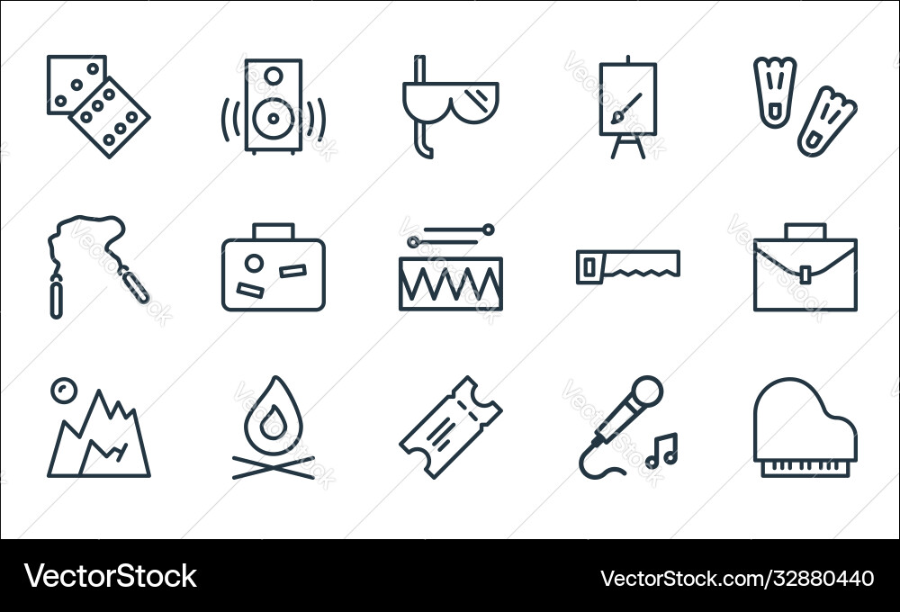 Activities line icons linear set quality Activities line icons linear set quality vector image