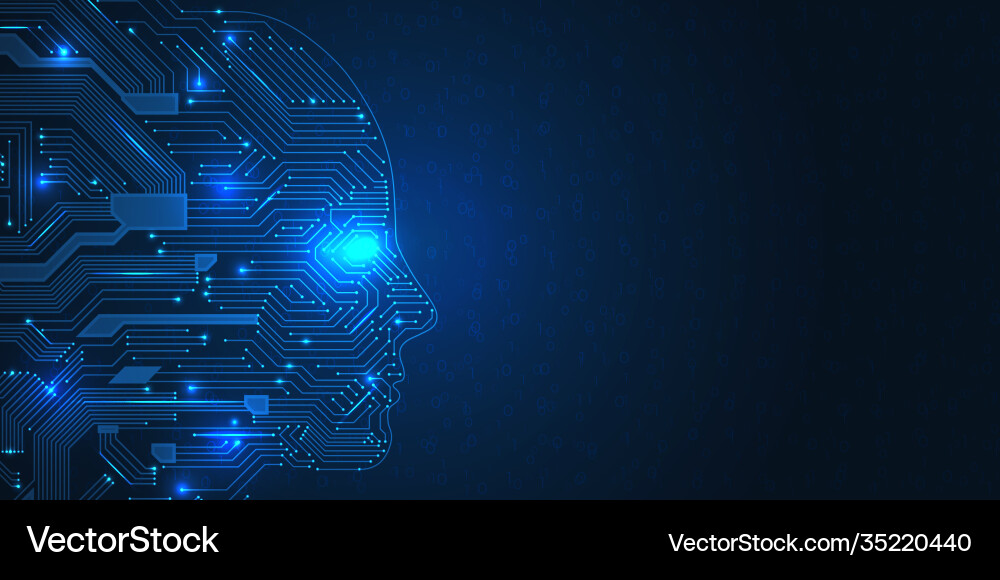 AI Robot Face Digital Network vector image