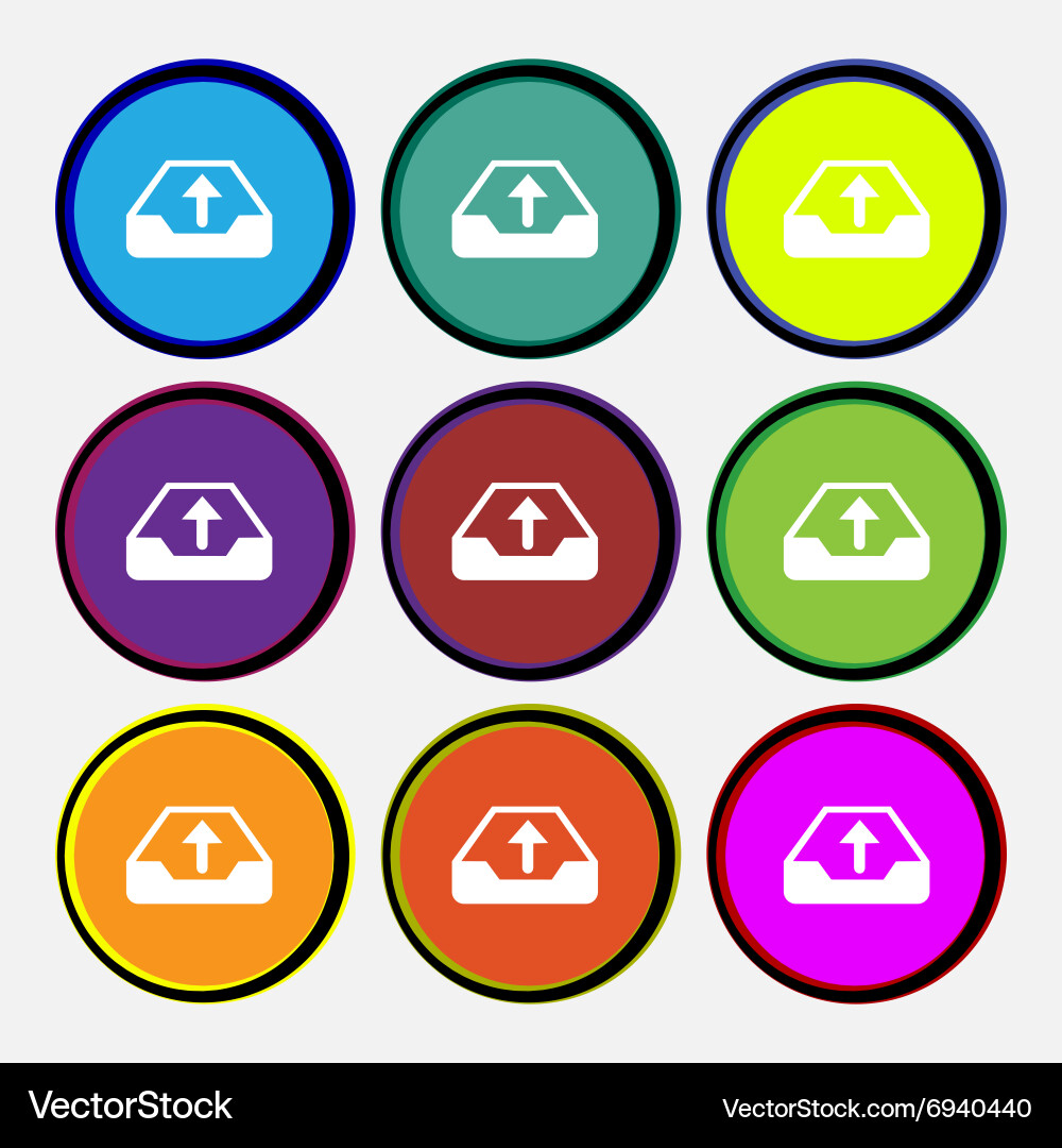 Backup icon sign nine multi colored round buttons vector image