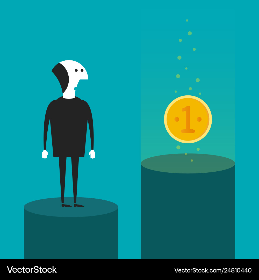 Catch coin computer game style scene vector image