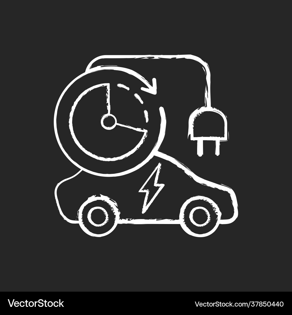 Charging time chalk white icon on black background Charging time chalk white icon on black background vector image