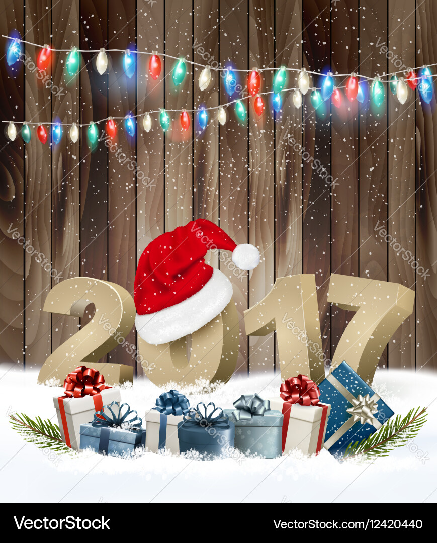 Christmas 2017 Background with Gift Boxes Vector Image