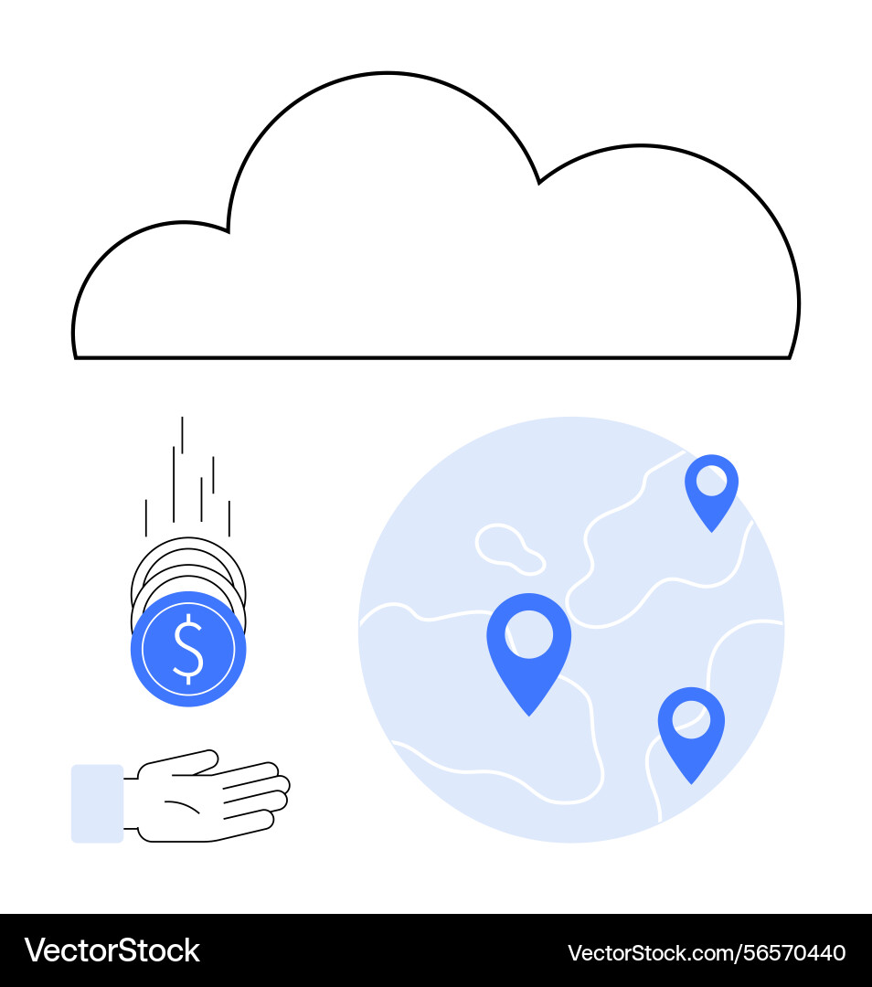 Cloud computing for global transactions and data Cloud computing for global transactions and data vector image