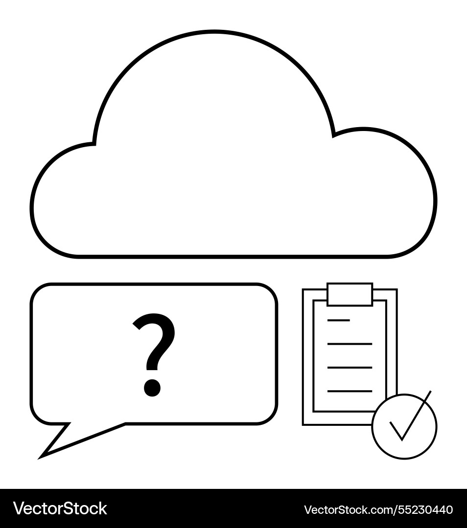 Cloud computing question concept with checklist Vector Image