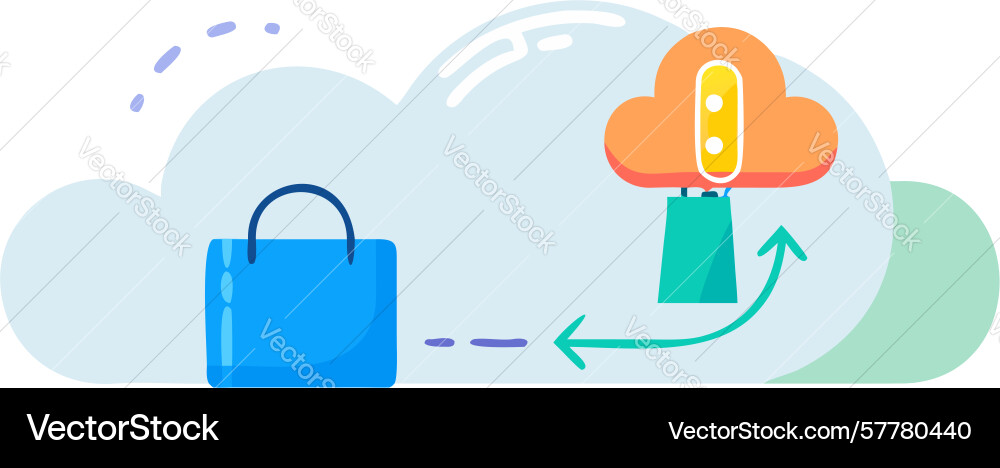 Cloud computing shopping idea with lightbulb vector image