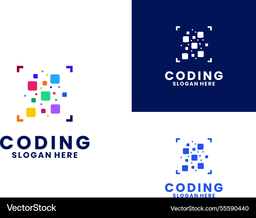 Colorful abstract coding logo design modern code Colorful abstract coding logo design modern code vector image