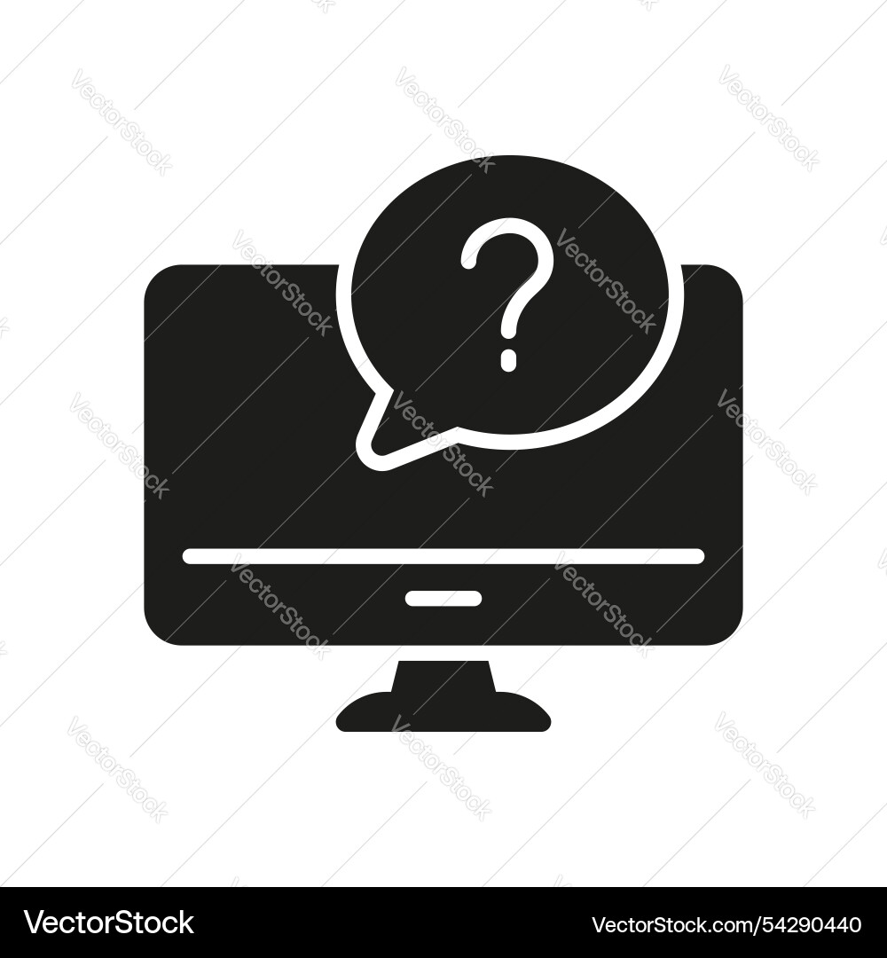 Computer screen with question mark silhouette icon vector image