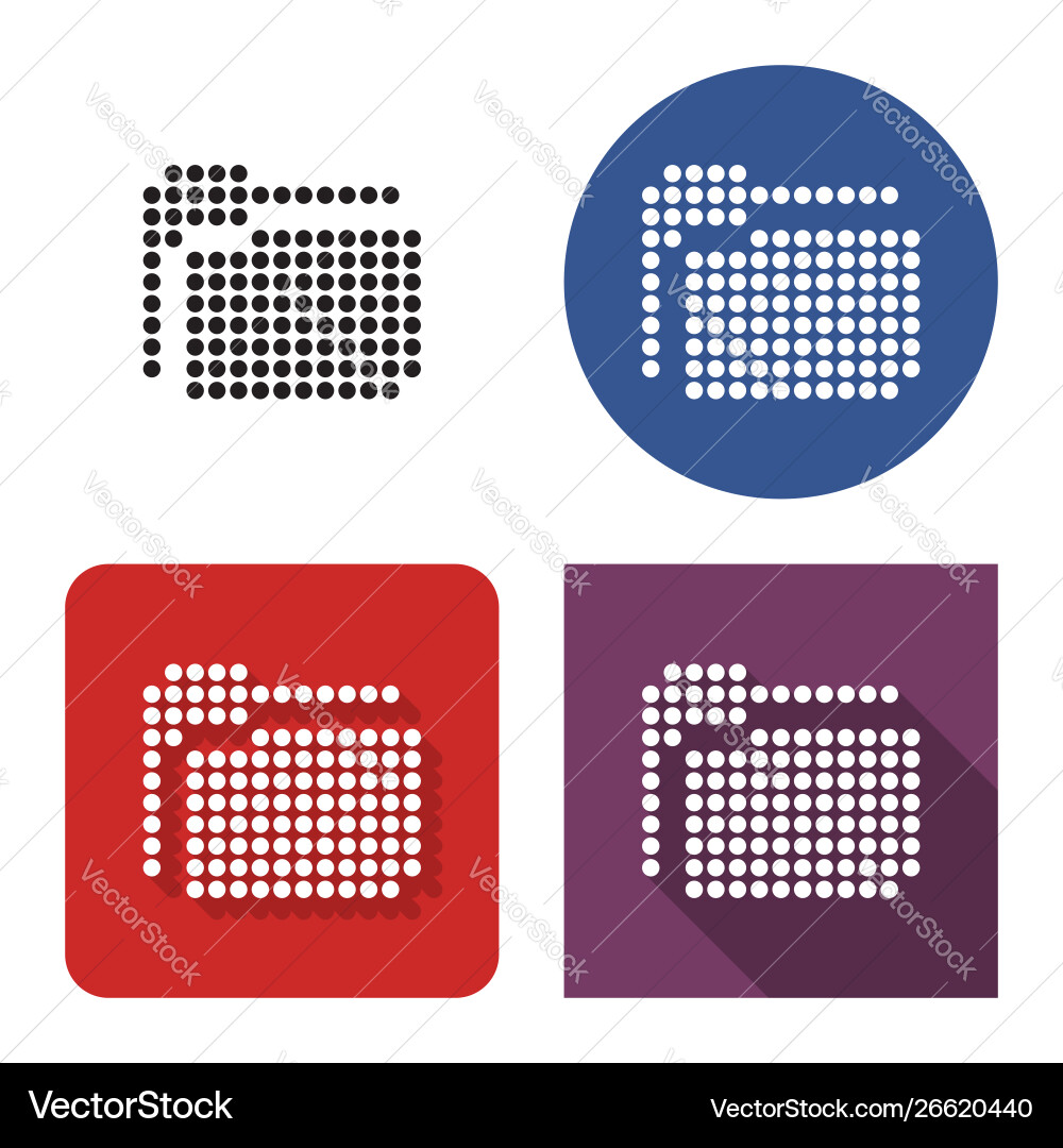 Dotted icon folder in four variants with short Dotted icon folder in four variants with short vector image