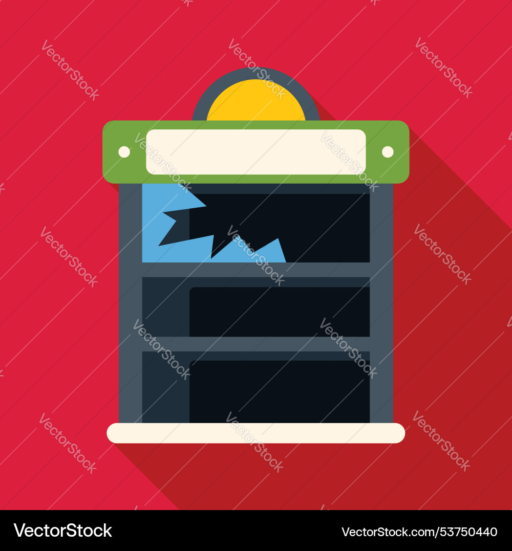 Empty shop window displaying broken glass with red Empty shop window displaying broken glass with red vector image