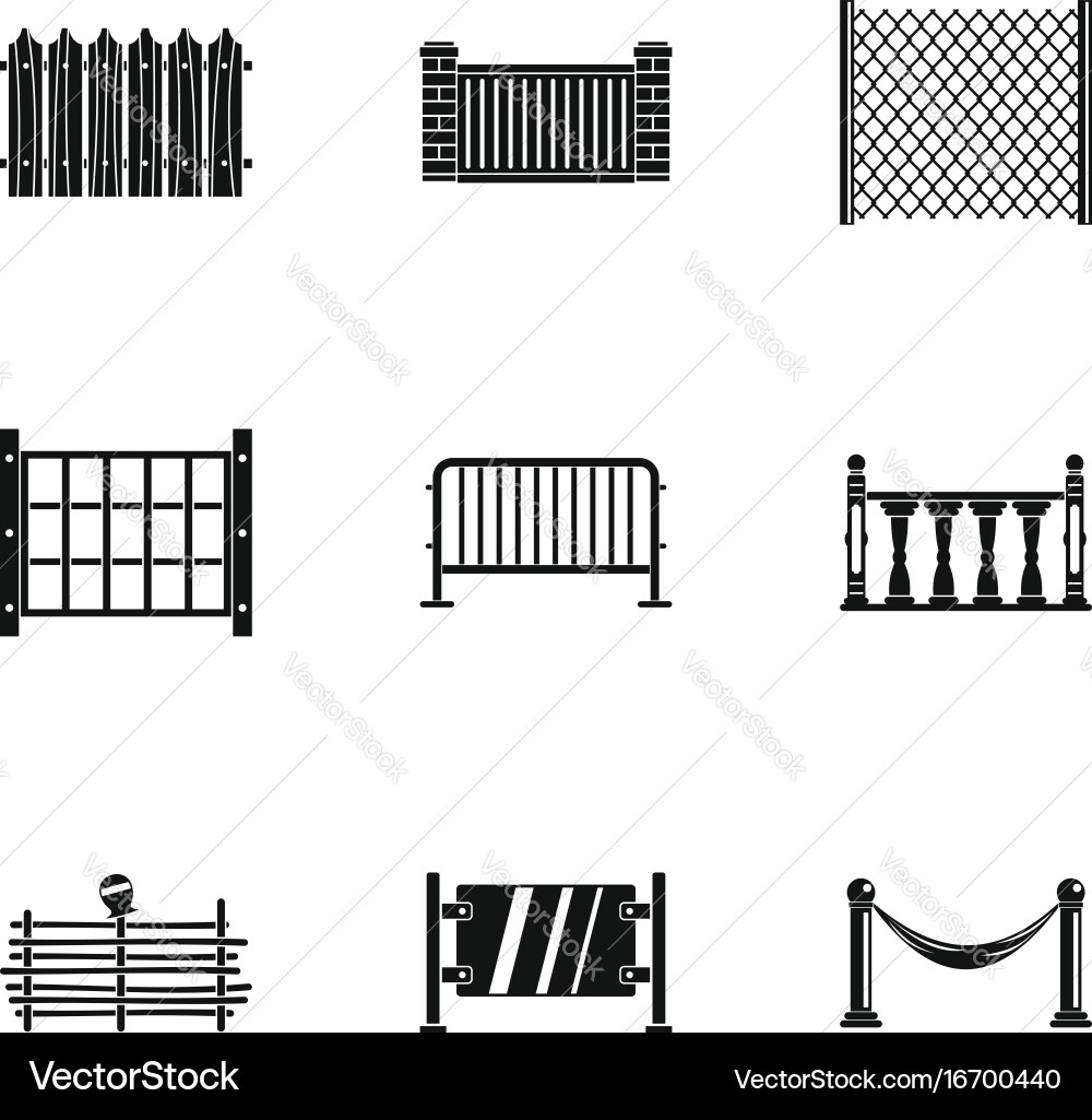 Fence icons set simple style Vector Image