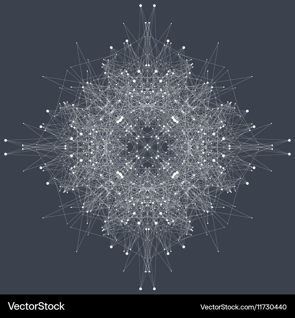 Fractal element with compounds lines and dots big vector image