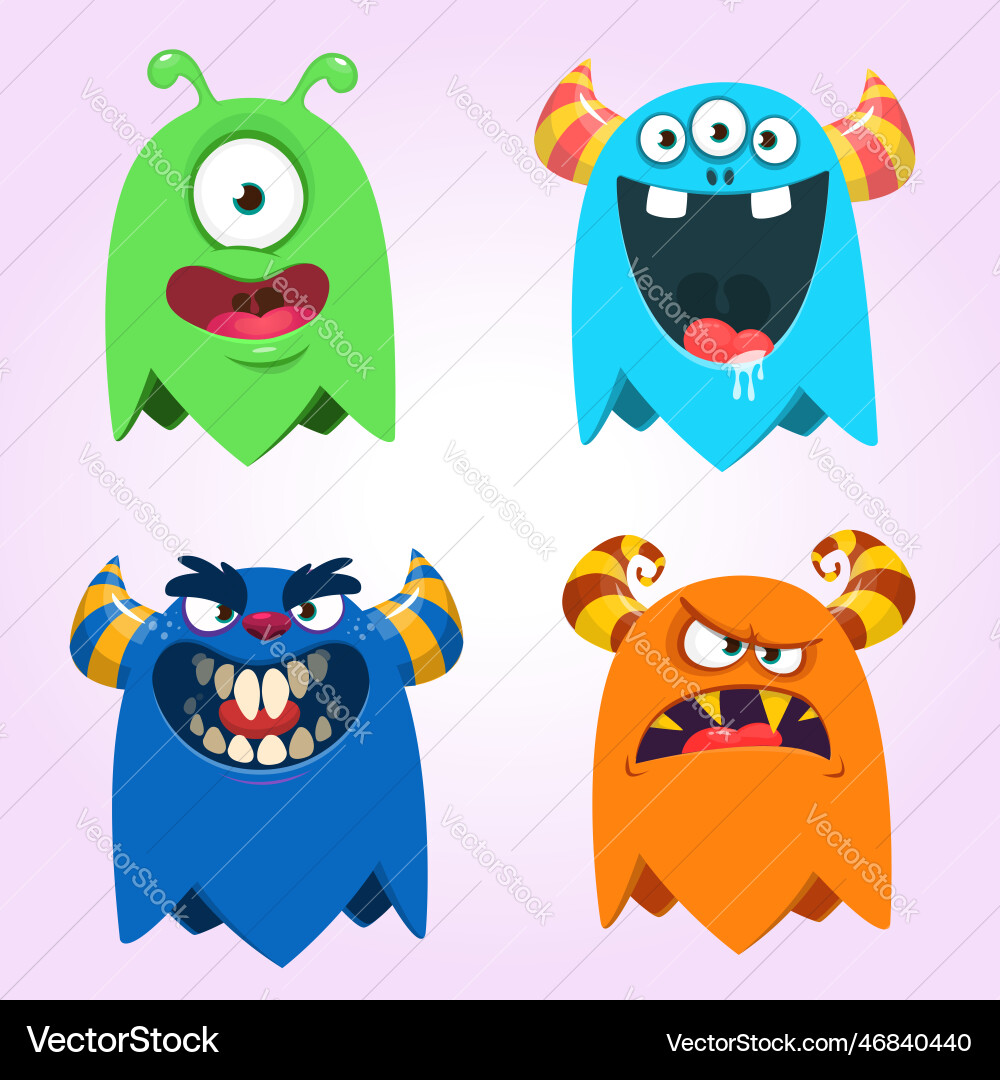 Funny cartoon monsters set of scary Funny cartoon monsters set of scary vector image