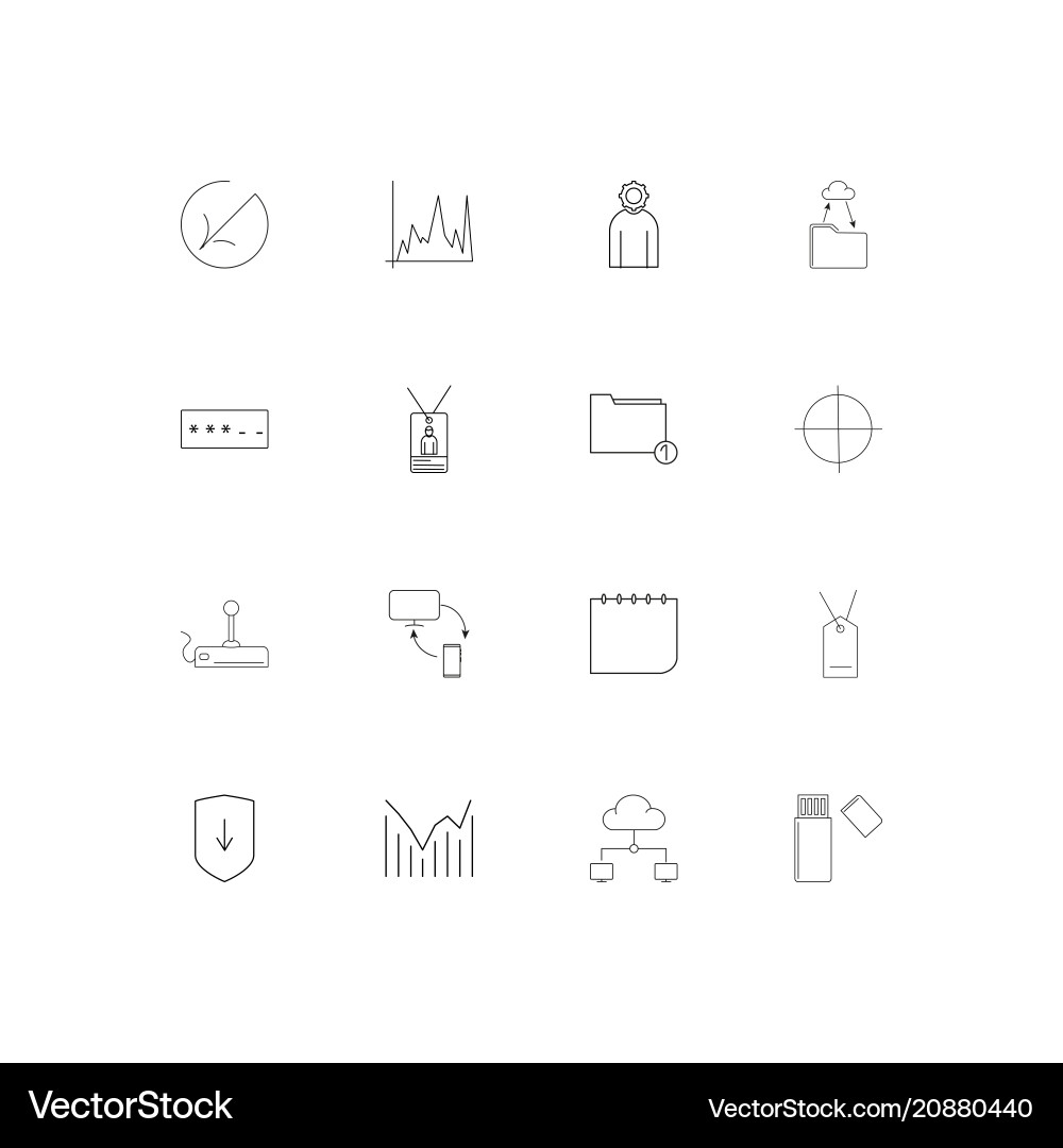 Internet technologies linear thin icons set Vector Image