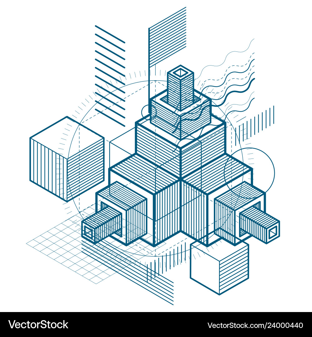 Isometric linear abstract background lined Isometric linear abstract background lined vector image