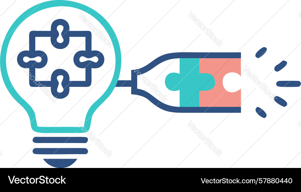 Lightbulb with puzzle piece symbolizing vector image