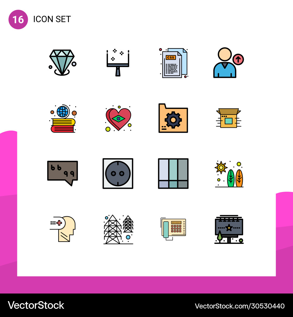 Mobile interface flat color filled line set 16 Vector Image