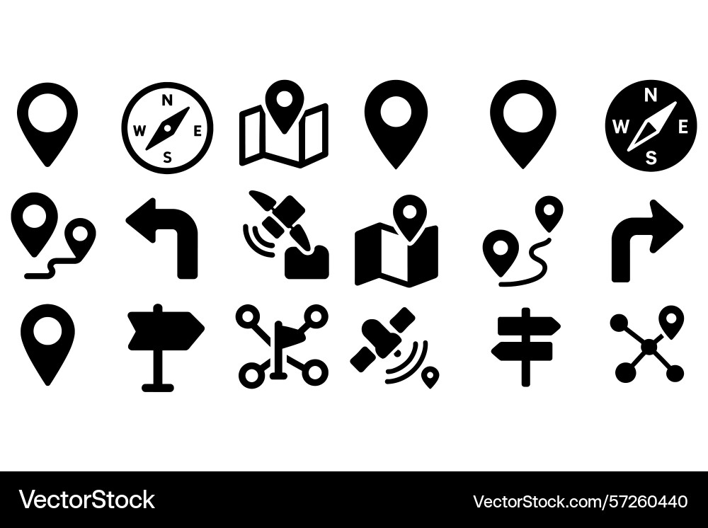 Navigation icons set isolated on white background Vector Image