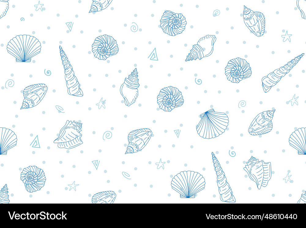 Pattern of shell line with dot blue color Pattern of shell line with dot blue color vector image