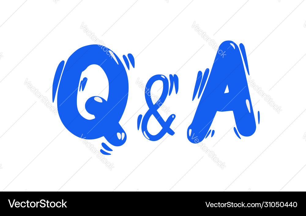 Q and a text emblem flat Vector Image
