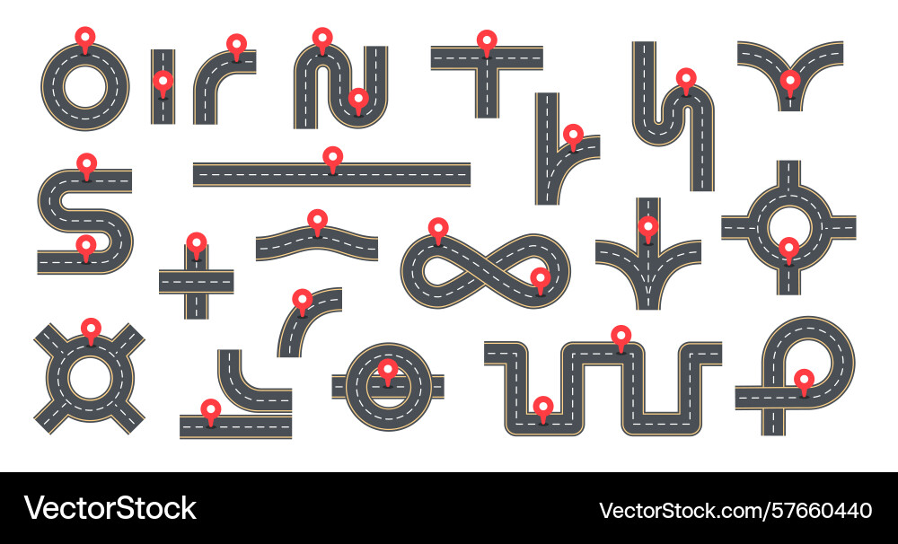 Road path navigation highway with pointer Road path navigation highway with pointer vector image