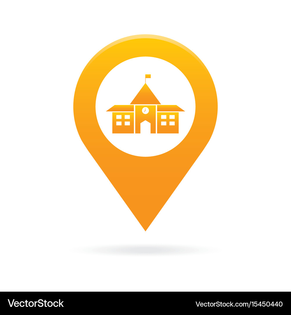 School map pointer icon marker gps location flag vector image