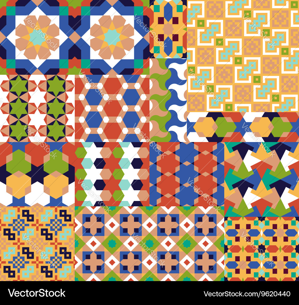 Seamless patterns set in moroccan style vector image
