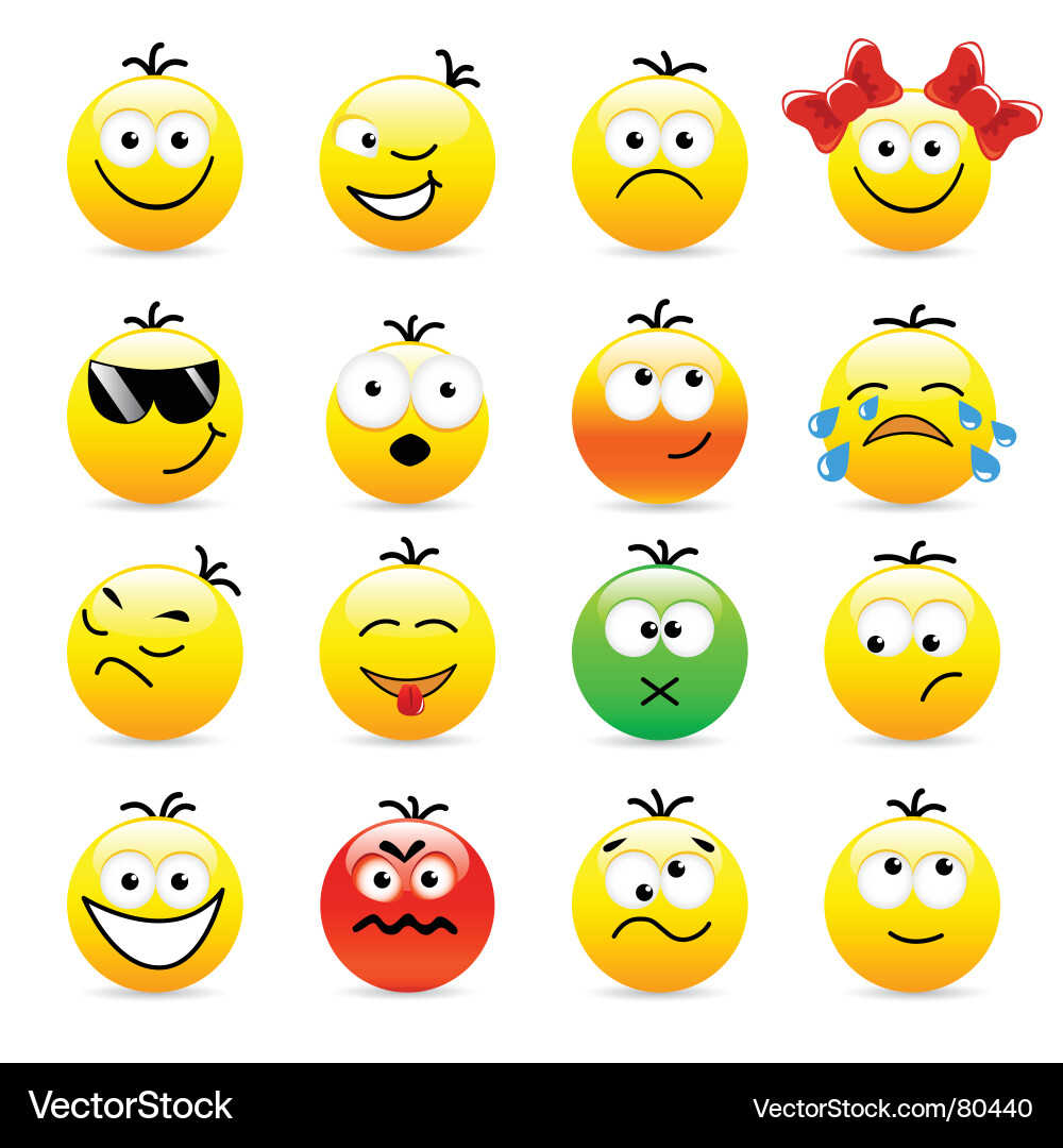 Smiling Face Icons Collection vector image