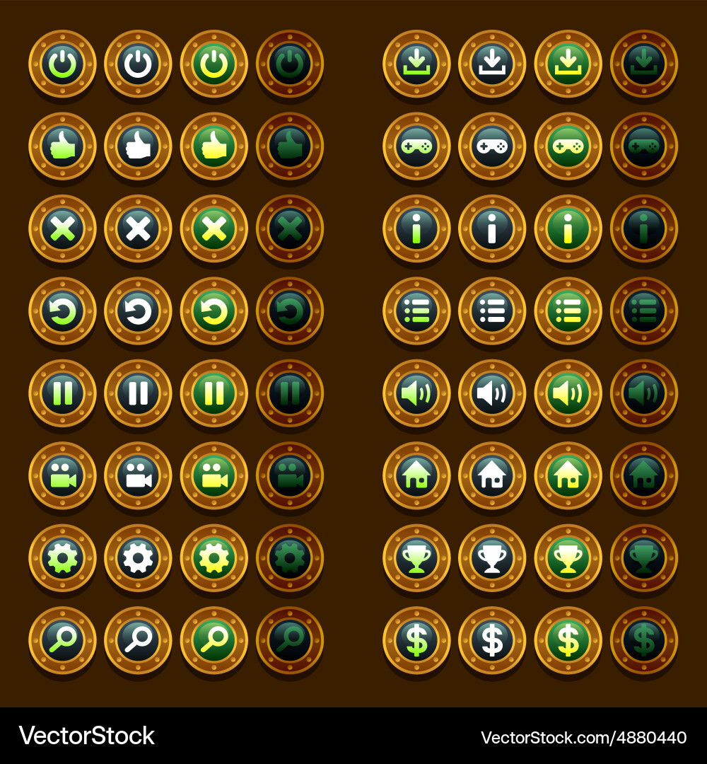 Steam punk game icons buttons interface ui Vector Image
