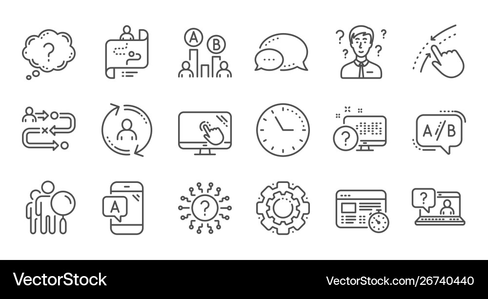 Ux line icons ab testing journey path map Vector Image