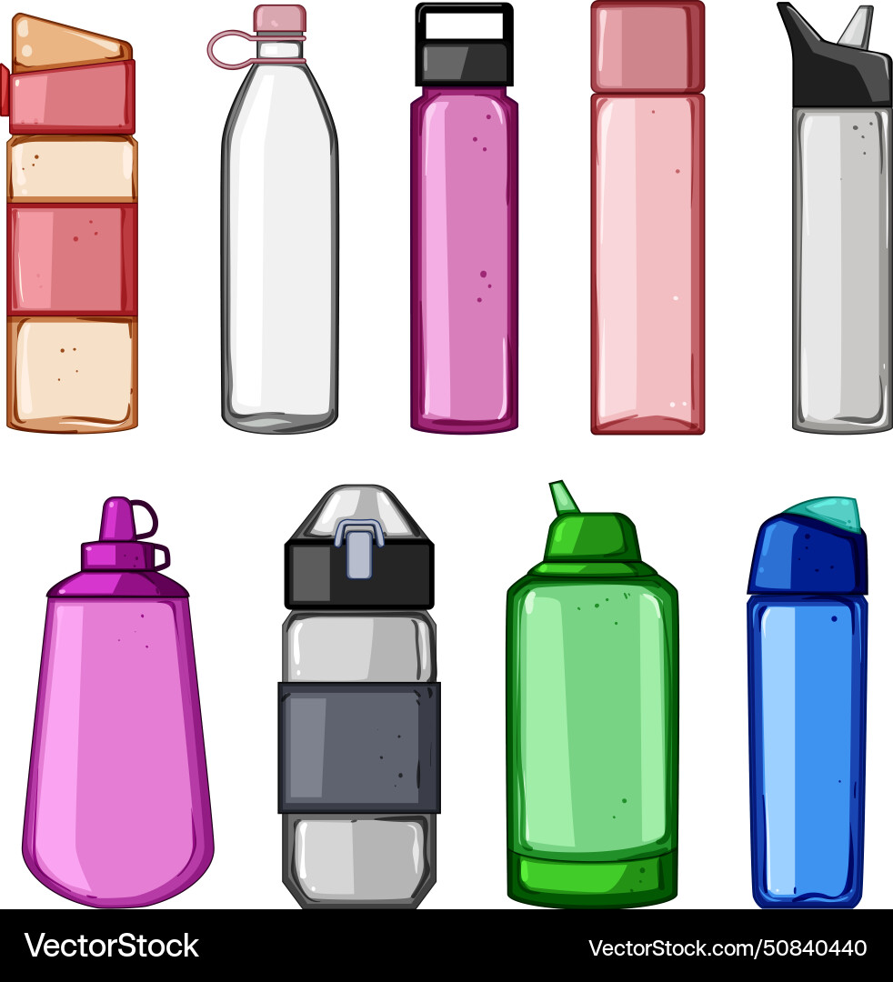 Water bottle set cartoon Royalty Free Vector Image