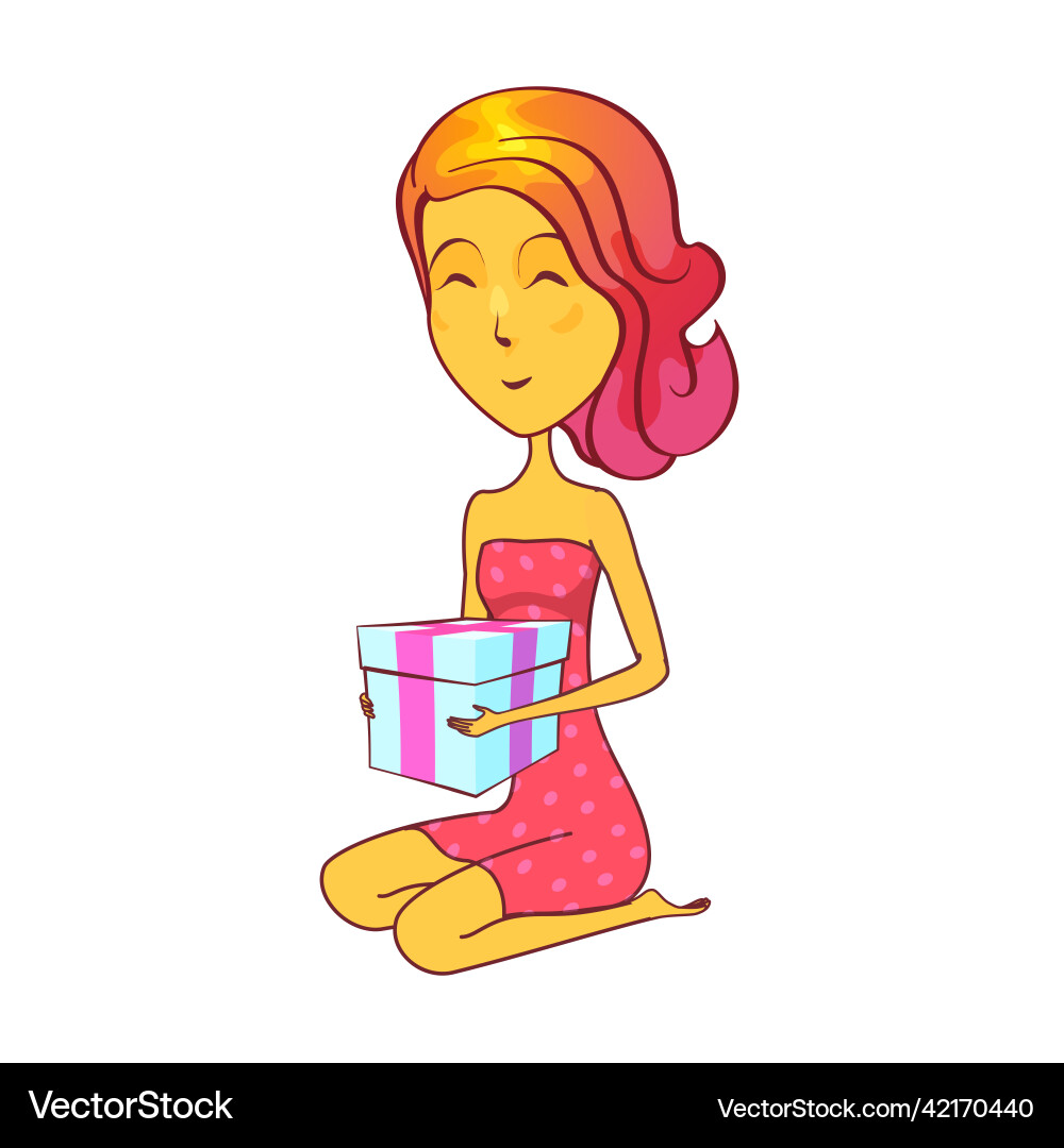 Woman or lady with gift icon clipart Woman or lady with gift icon clipart vector image