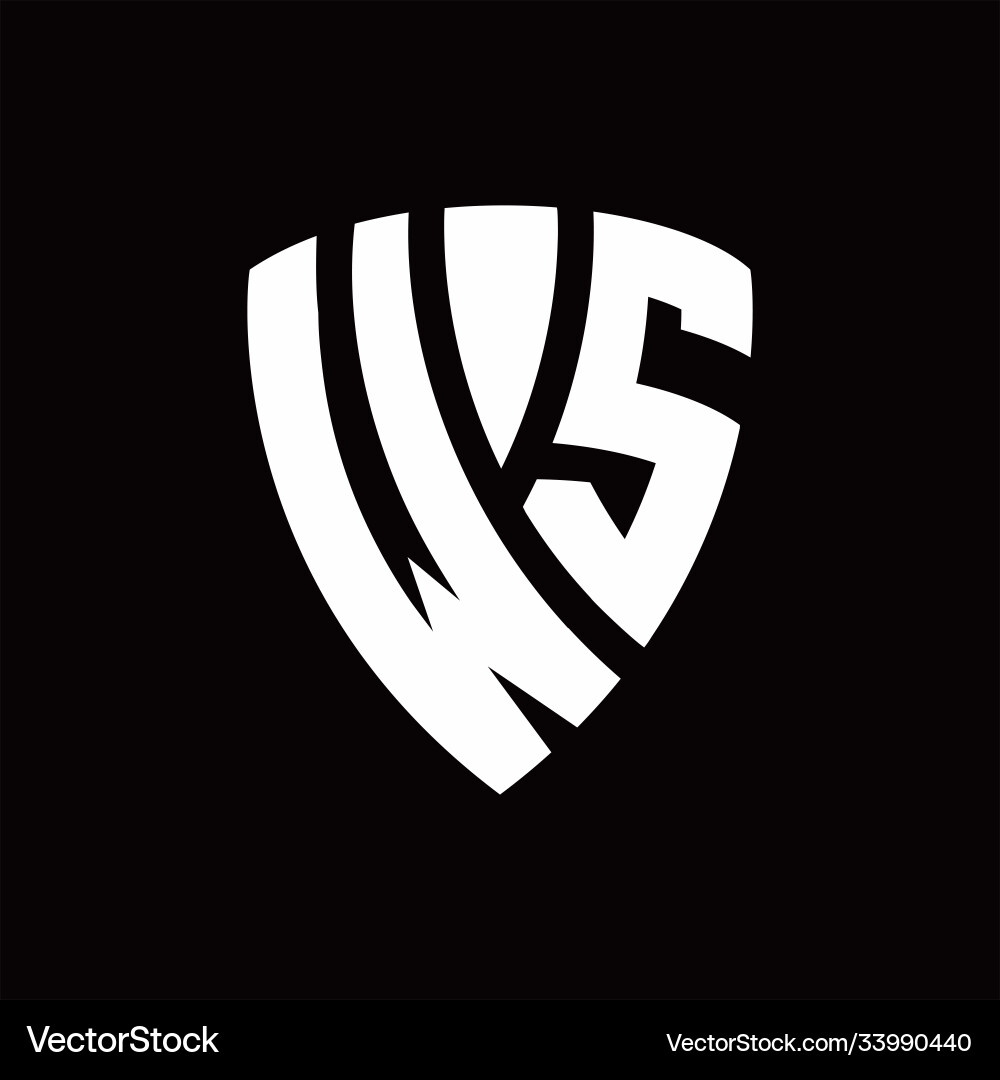 Ws logo monogram with shield elements shape vector image