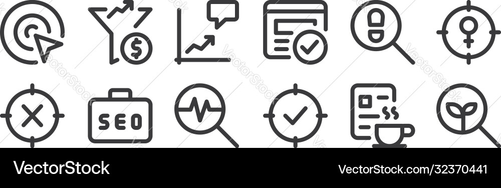 12 set linear web apps seo icons thin outline 12 set linear web apps seo icons thin outline vector image