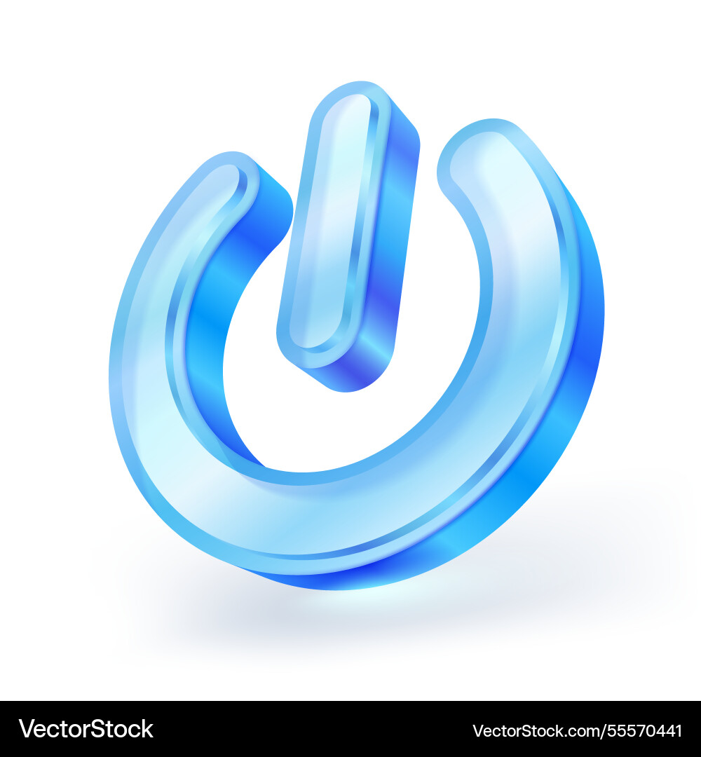 3D transparente Glas-Power-Taste 3D transparente Glas-Power-Taste vektorbild
