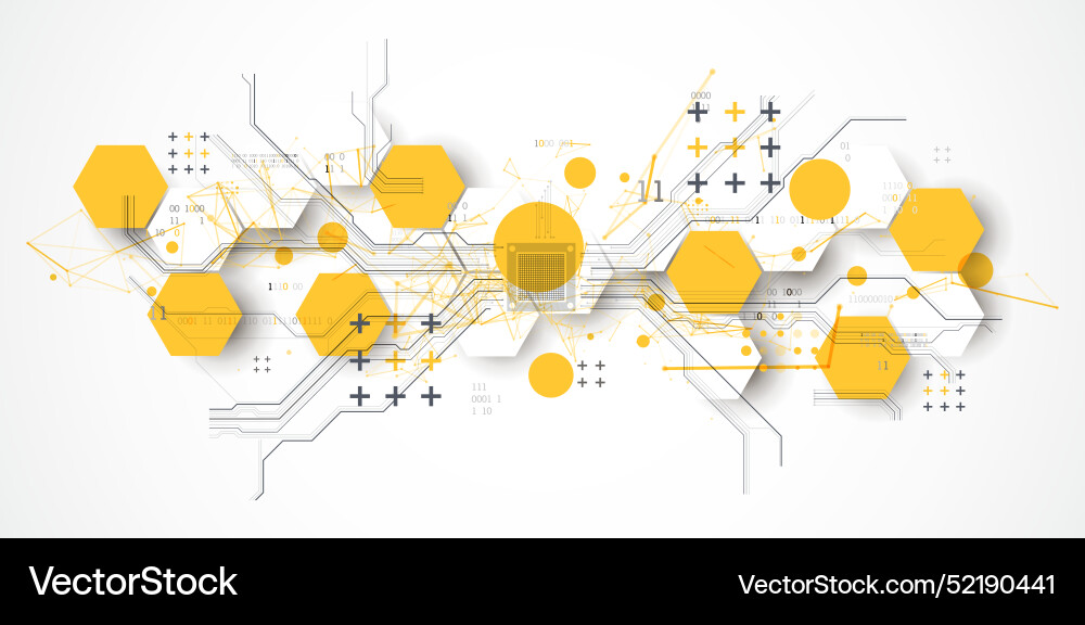 Abstract circuit board background with hexagons Abstract circuit board background with hexagons vector image