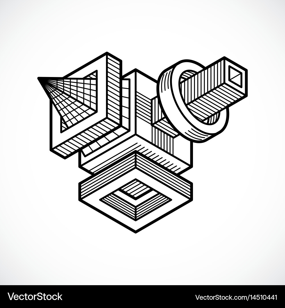 Abstract isometric dimensional shape vector image