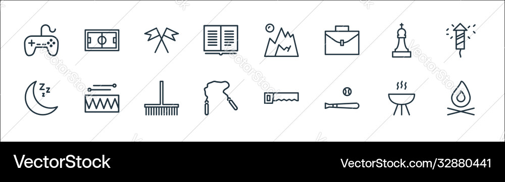Activities line icons linear set quality Activities line icons linear set quality vector image
