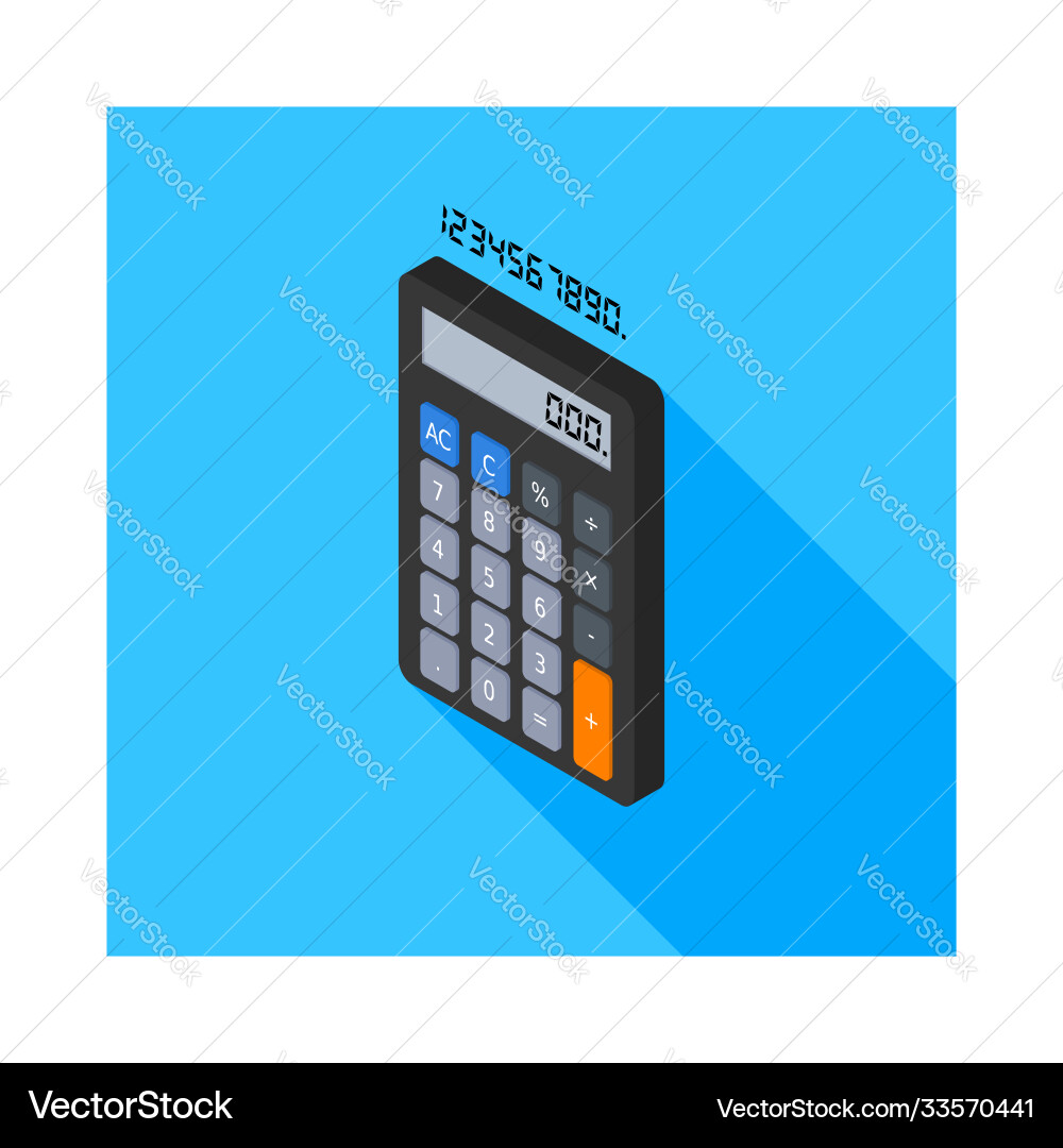 Calculator and digital number left view icon Calculator and digital number left view icon vector image