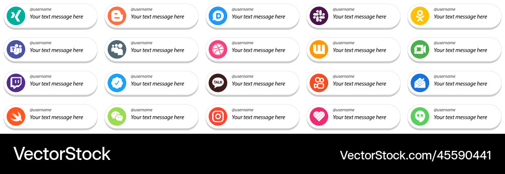 Card style follow me icons with customizable Vector Image