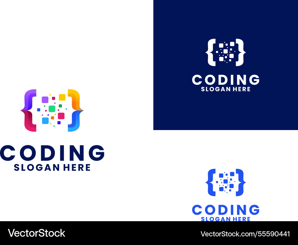 Colorful and fun coding logo design modern code Colorful and fun coding logo design modern code vector image