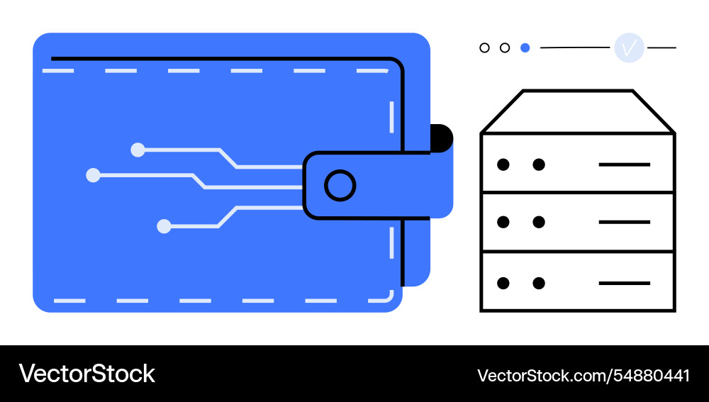 Digital wallet with circuit design and data server Digital wallet with circuit design and data server Vector Image