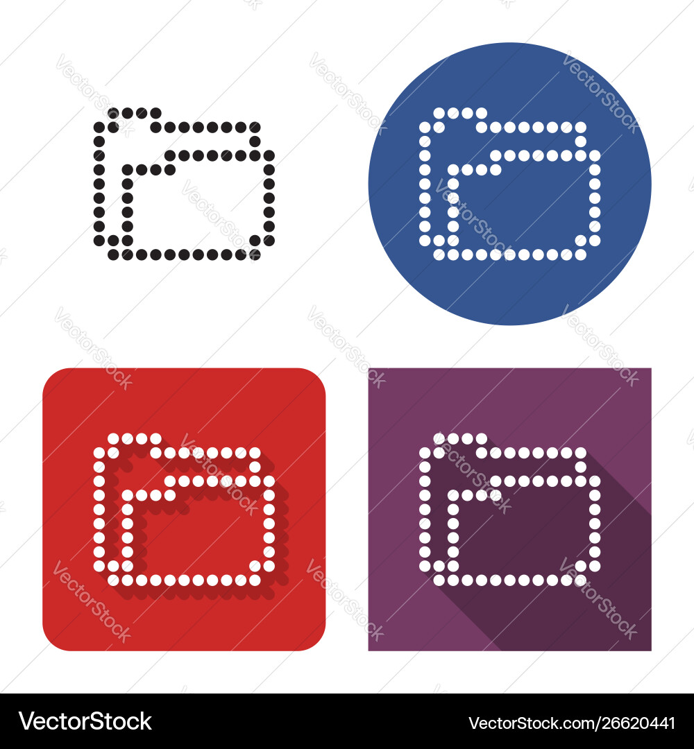 Dotted icon folder in four variants with short Dotted icon folder in four variants with short vector image