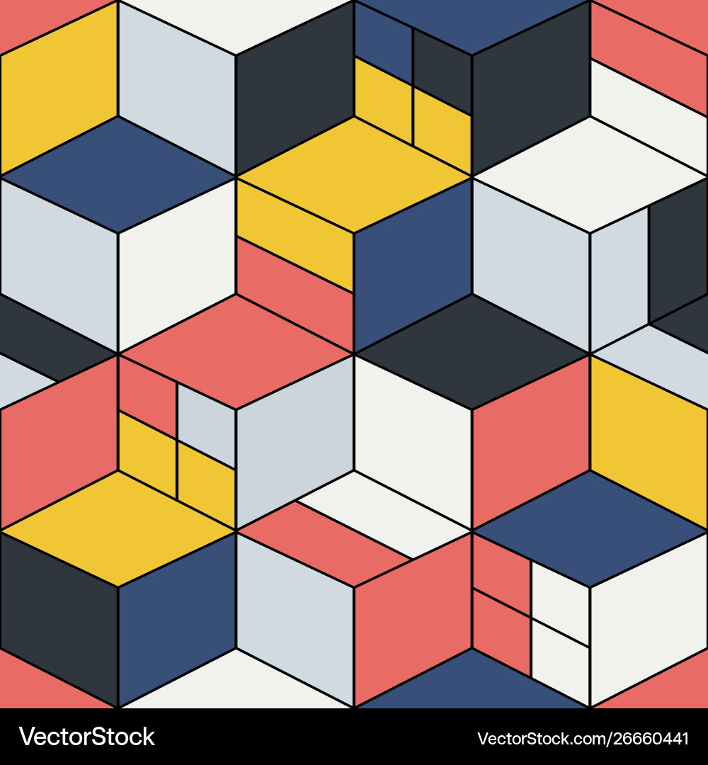 Geometric Cube Pattern - Repeatable vector image