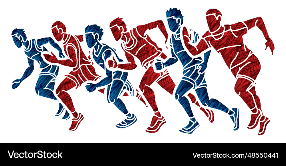 Group of runner action start running men run Vector Image