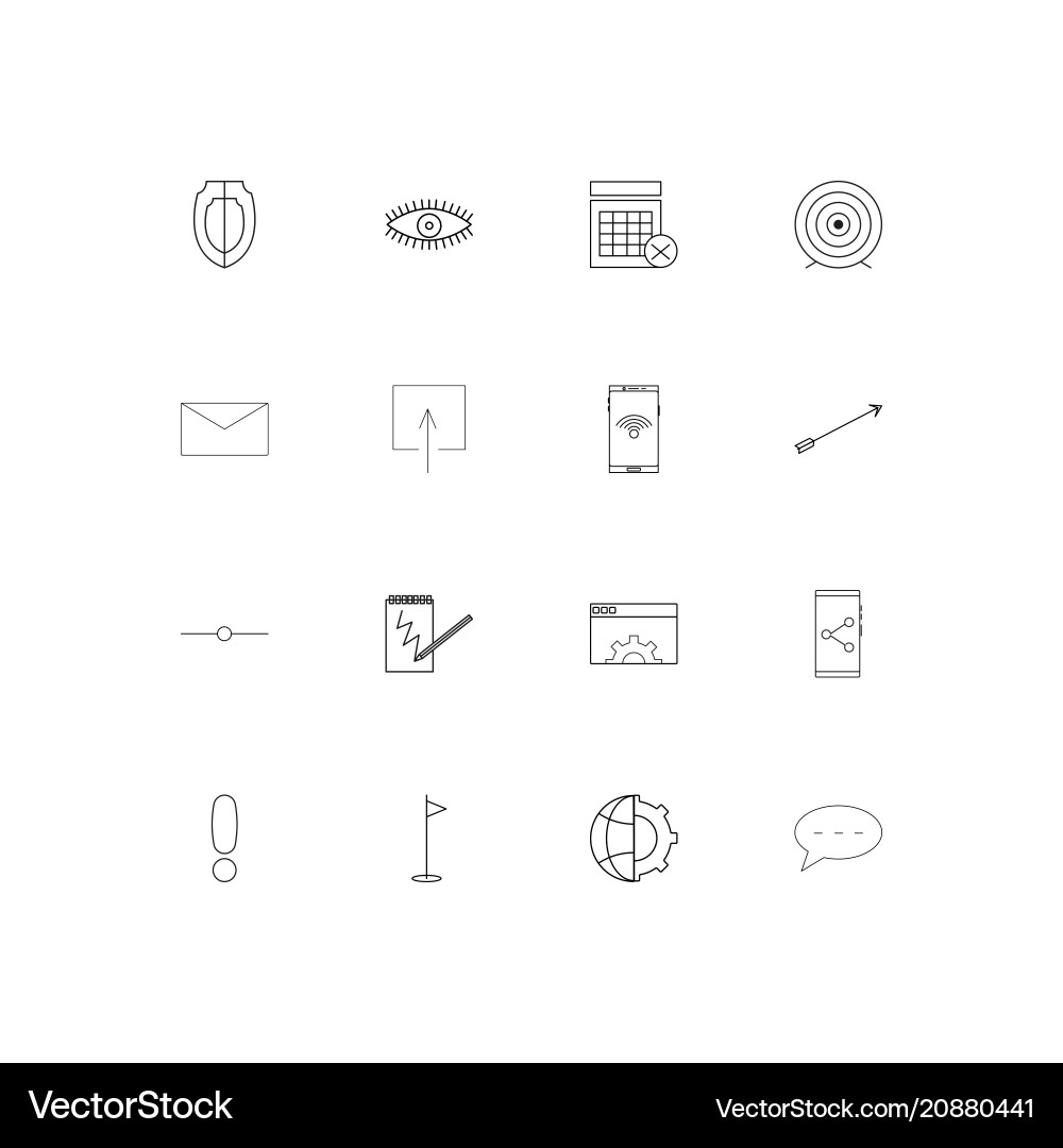 Internet technologies linear thin icons set vector image