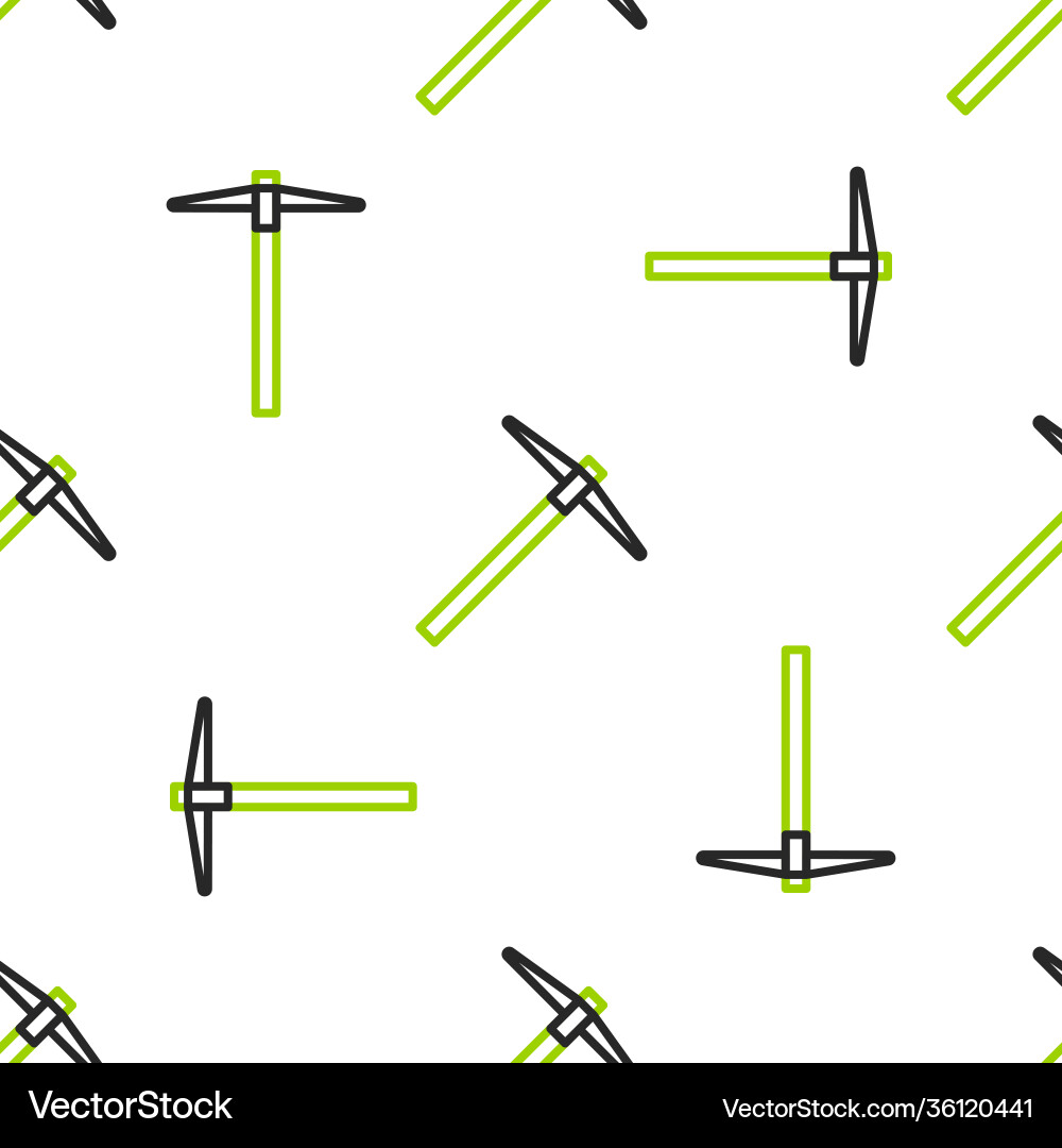 Line pickaxe icon isolated seamless pattern Line pickaxe icon isolated seamless pattern Vector Image