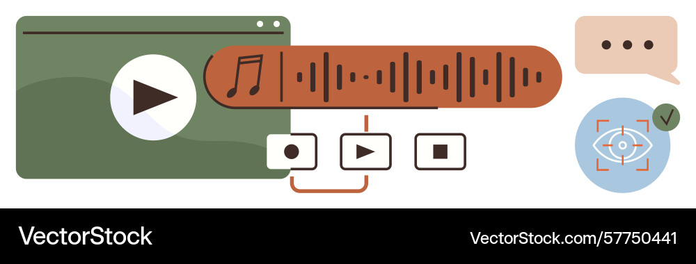 Multimedia player with audio waveform control Multimedia player with audio waveform control vector image