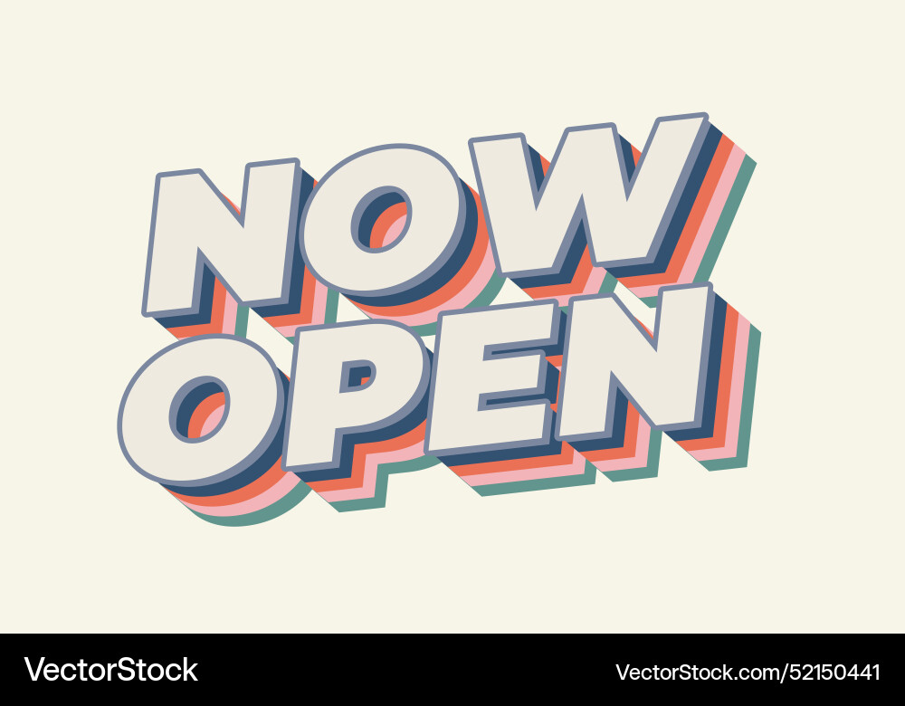 Now open text effect in 3d style with good colors Vector Image